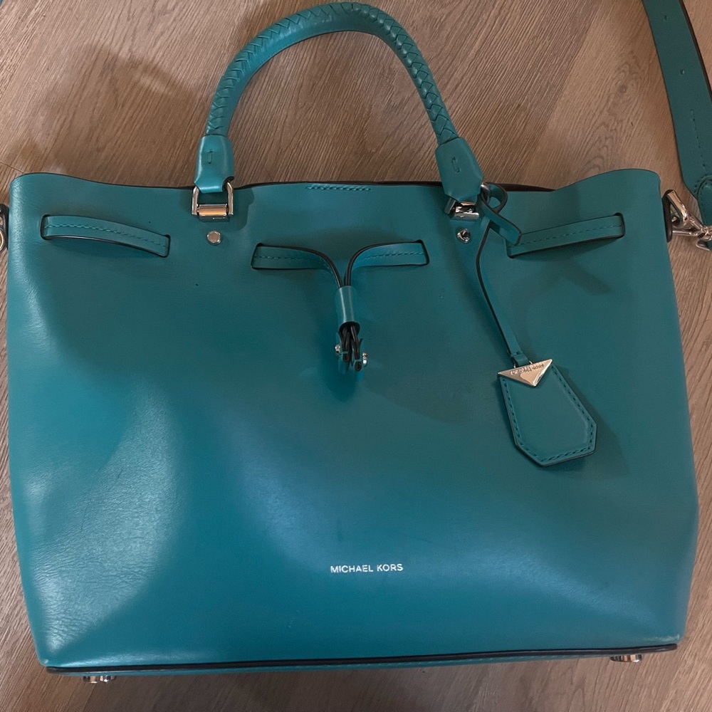 Beautiful teal colored Michael Kors bag
